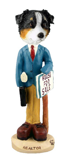 Tricolor Australian Shepherd Male Realtor Doogie Collectible Dog Figurine
