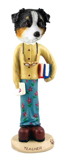 Tricolor Australian Shepherd Female Teacher Doogie Collectible Dog Figurine