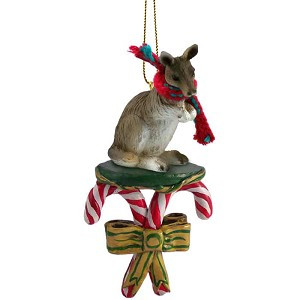 Kangaroo with Candy Canes Christmas Ornament – Hand-Painted Stone Resin