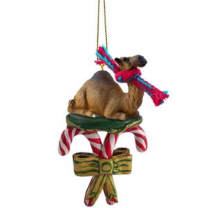 Camel Dromedary with Candy Canes Christmas Ornament – Hand-Painted Stone Resin