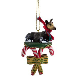 Okapi with Candy Canes Christmas Ornament – Hand-Painted Stone Resin