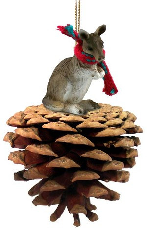 Kangaroo on Pinecone Christmas Ornament – Hand-Painted Stone Resin