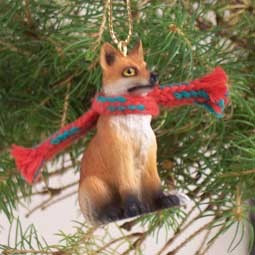 Red Fox Christmas Tree Ornament – Hand-Painted – Conversation Concepts