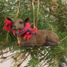 Brown Goat Hanging Ornament – Hand-Painted – Conversation Concepts