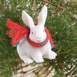 White Rabbit Christmas Tree Ornament – Hand-Painted – Conversation Concepts