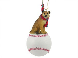 Lioness on Baseball Christmas Ornament – Hand-Painted Stone Resin