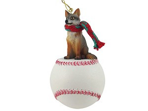 Gray on Baseball Christmas Ornament – Hand-Painted Stone Resin