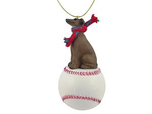 Italian Greyhound Dog on Baseball Christmas Ornament – Hand-Painted Stone Resin