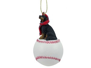 Gordon Setter Dog on Baseball Christmas Ornament – Hand-Painted Stone Resin