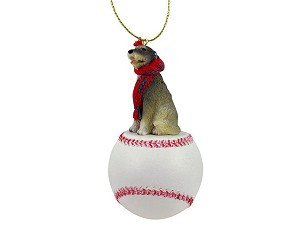 Irish Wolfhound Dog on Baseball Christmas Ornament – Hand-Painted Stone Resin