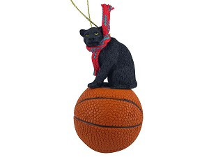 Panther on Basketball Hanging Ornament – Hand-Painted Stone Resin