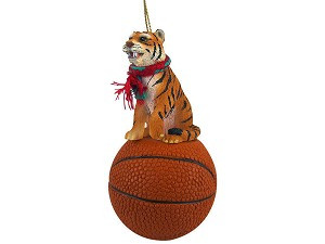 Bengal on Basketball Christmas Ornament – Hand-Painted Stone Resin