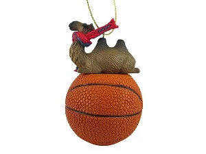Bactrian Camel on Basketball Hanging Ornament – Hand-Painted Stone Resin