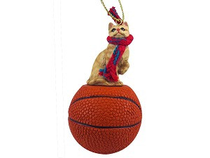 Red on Basketball Hanging Ornament – Hand-Painted Stone Resin
