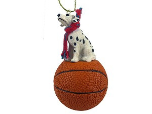 Dalmatian Dog on Basketball Christmas Ornament – Hand-Painted Stone Resin