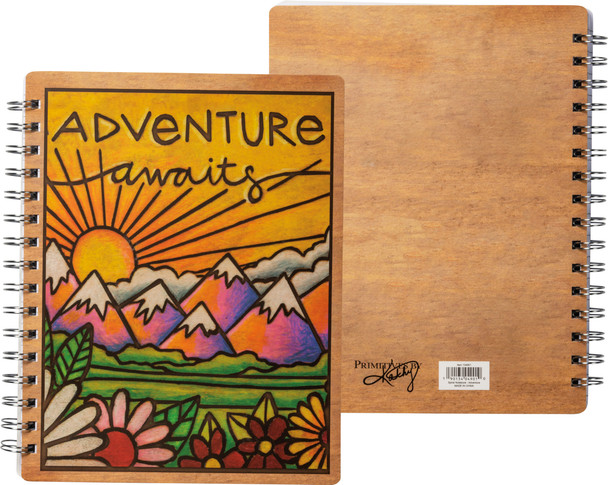 Mountain & Sun Design Adventure Awaits Spiral Notebook (120 Lined Pages) from Primitives by Kathy
