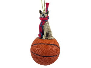 Red Australian Cattle Dog on Basketball Hanging Ornament – Hand-Painted Stone Resin
