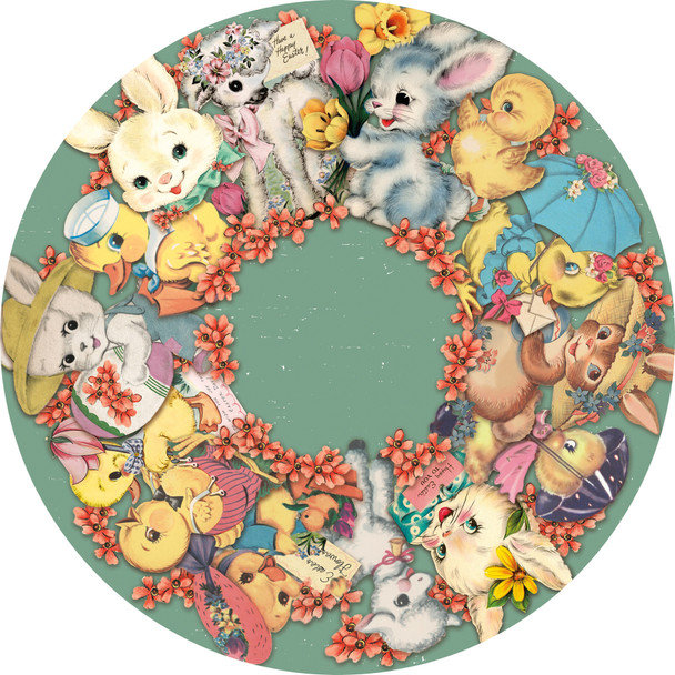 Paper Placemats Pack of 24 - Retro Easter Animals Print Design (16 Inch Diameter) from Primitives by Kathy