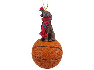 Chesapeake Bay Retriever Dog on Basketball Christmas Ornament – Hand-Painted Stone Resin