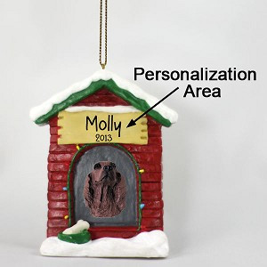 Personalize It Yourself Irish Setter Dog at Dog House Christmas Ornament – Hand-Painted Stone Resin