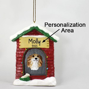 Personalize-It-Yourself Borzoi Dog at Dog House Christmas Ornament – Hand-Painted Stone Resin
