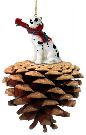 Harlequin with Uncropped Ears Great Dane Dog on Pinecone Christmas Ornament