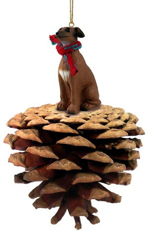 Italian Greyhound Dog on Pinecone Christmas Ornament – Hand-Painted Stone Resin