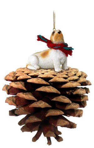 Petit Basset Griffon Vendeen Dog on Pinecone Christmas Ornament – Hand-Painted Stone Resin
