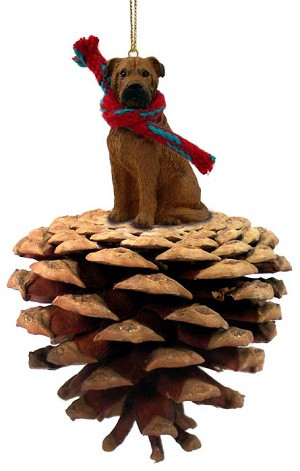 Bullmastiff Dog on Pinecone Christmas Ornament – Hand-Painted Stone Resin