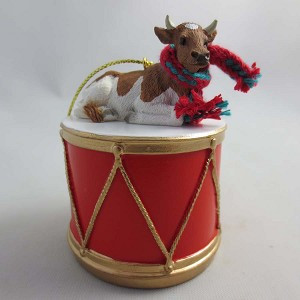 Guernsey on Drum Christmas Ornament – Hand-Painted Stone Resin