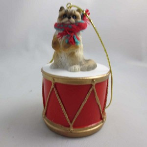 Ragdoll Cat on Drum Hanging Ornament – Hand-Painted Stone Resin