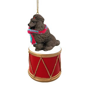 Chocolate Poodle Dog on Drum Christmas Ornament – Hand-Painted