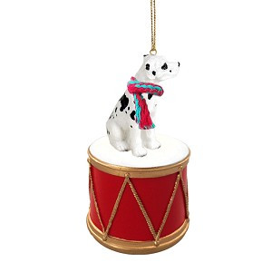 Harlequin Uncropped Ears Great Dane Dog on Drum Christmas Ornament – Hand-Painted