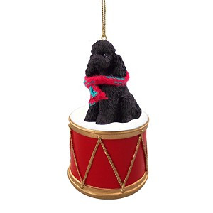 Black Sport Cut Poodle Dog on Drum Christmas Ornament – Hand-Painted