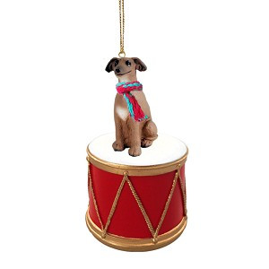 Italian Greyhound Dog on Drum Christmas Ornament – Hand-Painted