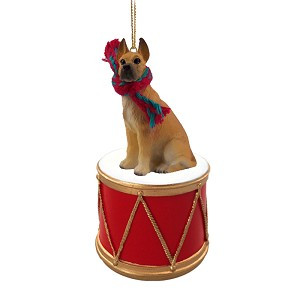 Fawn Great Dane Dog on Drum Christmas Ornament – Hand-Painted