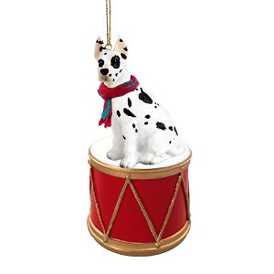 Harlequin Great Dane Dog on Drum Christmas Ornament – Hand-Painted