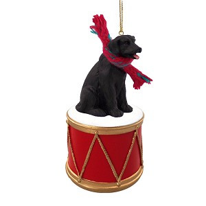 Black Labrador Retriever Dog on Drum Christmas Ornament – Hand-Painted