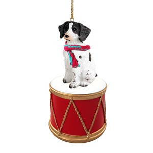 Liver & White Brittany Dog on Drum Christmas Ornament – Hand-Painted