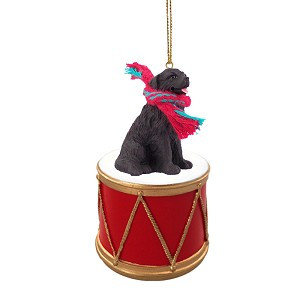 Black Newfoundland Dog on Drum Christmas Ornament – Hand-Painted