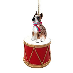 Brindle Boxer Dog on Drum Christmas Ornament – Hand-Painted