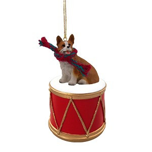 Pembroke Welsh Corgi Dog on Drum Christmas Ornament – Hand-Painted