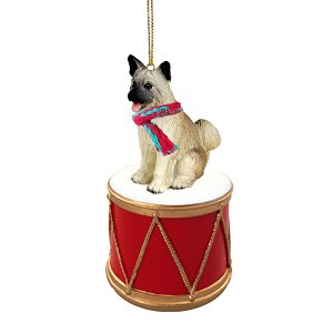 Fawn Akita Dog on Drum Christmas Ornament – Hand-Painted