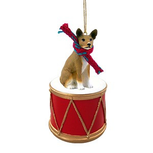 Basenji Dog on Drum Christmas Tree Ornament – Hand-Painted