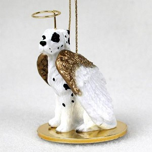 Harlequin Uncropped Ears Great Dane Dog Angel Hanging Ornament – Hand-Painted Resin