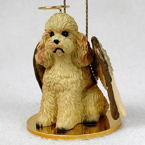 Apricot Sport Cut Poodle Dog Angel Hanging Ornament – Hand-Painted Resin