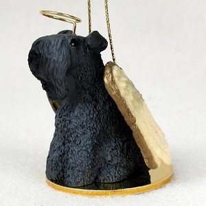 Kerry Blue Terrier Dog Angel Hanging Ornament – Hand-Painted Resin
