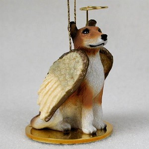 Smooth Coat Collie Dog Angel Hanging Ornament – Hand-Painted Resin
