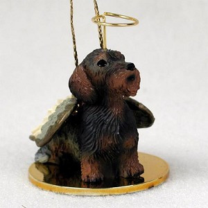 Wirehaired Red Dachshund Dog Angel Hanging Ornament – Hand-Painted Resin