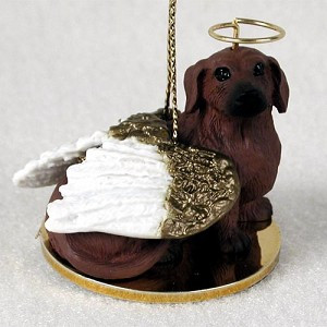 Red Dachshund Dog Angel Hanging Ornament – Hand-Painted Resin